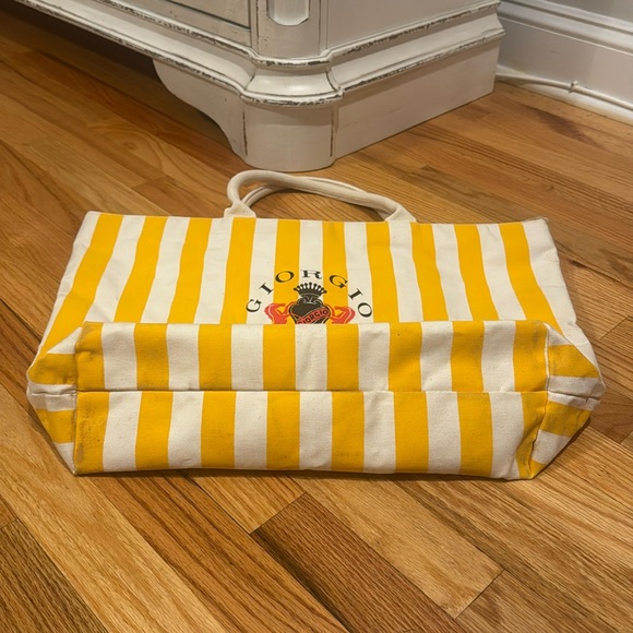 Giorgio Beverly Hills Yellow/White Striped Tote Bag - Picture 3 of 12
